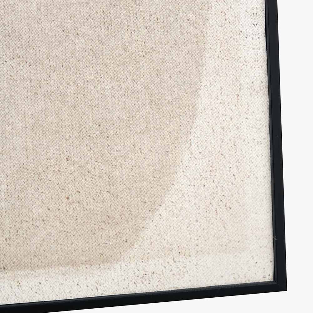 Abstract Ovals Natural & Black Canvas with Black Frame